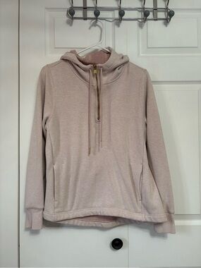 Athleta Blush Half-Zip Hoodie with Gold Zipper